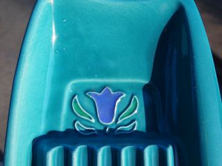 Vintage Maddux of California Teal Blue Ceramic Pottery Ashtray 707 3