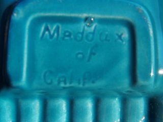 Vintage Maddux of California Teal Blue Ceramic Pottery Ashtray 707 4