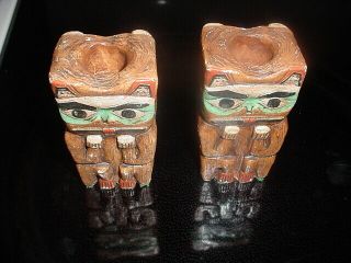 Signed Haida Inuit Art Totem Sculpture candle holder ? 4