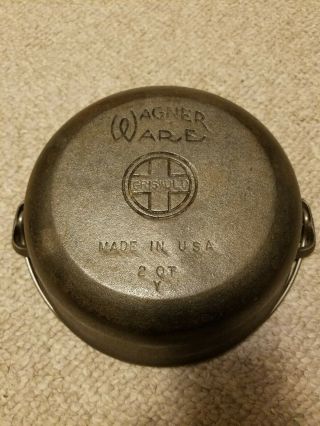 Griswold Wagner Ware Cast Iron 2 Qt Pot Dutch Oven With Bail Handle