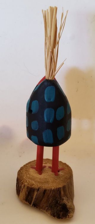 Native American Navajo Folk Art Black and Blue Chicken signed by L Herb 4