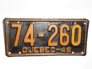 1946 Quebec License Plate Canada Tag Sign Automobile