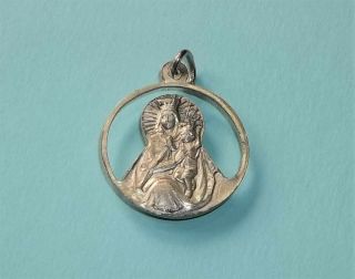 Vintage Sacred Heart of JESUS Sterling Silver CUTOUT Medal & OL of Mt Carmel 2