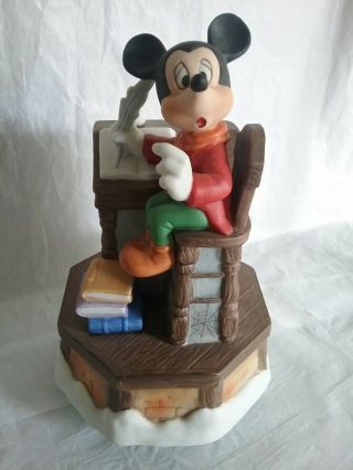 Schmid Disney Mickey Mouse A Christmas Carol Rotating Music Box Ceramic