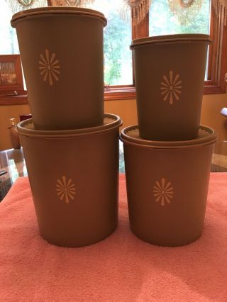Vintage Avocado Tupperware Nesting Canisters 4 Piece Set With Lids