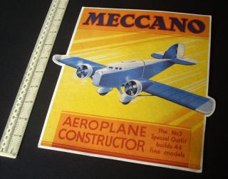 1930s/80s Meccano Aeroplane Constructor Outfit 2 Card Stand - Up.  Recreation.
