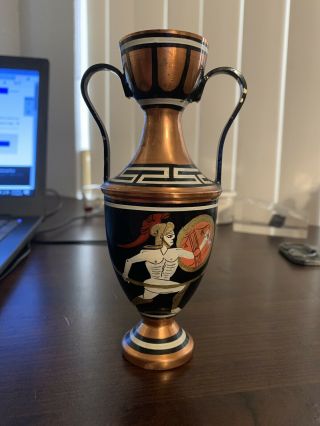 Handpainted 6” Greek Copper Vase