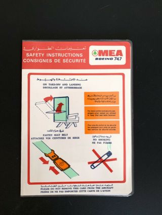 Safety Card Mea Boeing 747 Folder Card