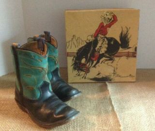 Vintage Childrens Cowboy Boots Bronco With Origional Box 50 