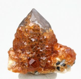 Spessartine Garnet Smoky Quartz Crystal Cluster Mineral Specimen CHINA 2