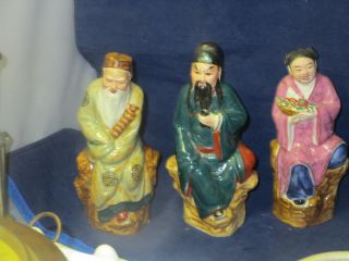 3 Vintage Chinese Mud Man Figurines