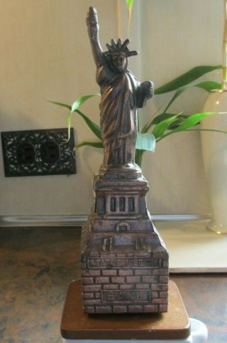 Vintage Bank Statue Of Liberty Bank Copper Wash W/stopper 7 - 1/2 " Tall