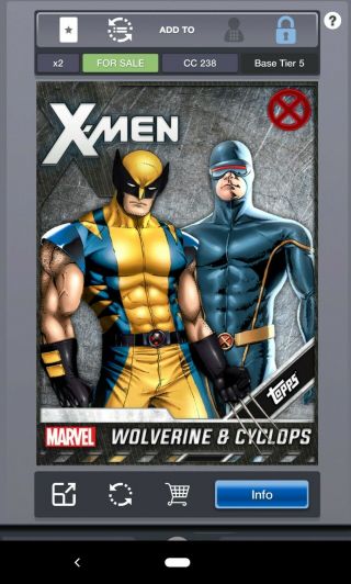 Topps Marvel Collect X - Men Base Set Award Wolverine And Cyclops - Rare