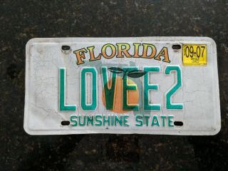 2007 Florida License Plate Lovee2 Lovee Howell Gilligan 