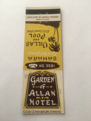 Vintage Matchbook Cover Matchcover Garden Of Allam Hotel Hollywood Ca