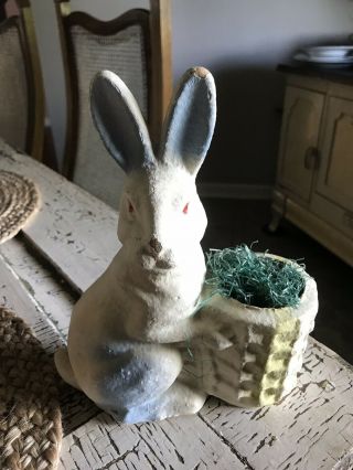 Vintage Paper Mache Rabbit Bunny Candy Container