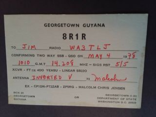 8r1r - Georgetown,  Guyana - U.  S.  - Dept Of State - 1978 - Qsl