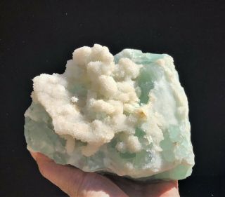 5.  2lbs Snow Quartz Crystal On Green Fluorite From Xinfang Mine,  China