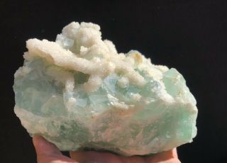 5.  2Lbs Snow Quartz Crystal on Green Fluorite From Xinfang Mine,  CHINA 2