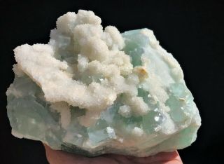5.  2Lbs Snow Quartz Crystal on Green Fluorite From Xinfang Mine,  CHINA 3