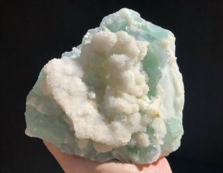 5.  2Lbs Snow Quartz Crystal on Green Fluorite From Xinfang Mine,  CHINA 4