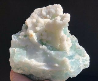 5.  2Lbs Snow Quartz Crystal on Green Fluorite From Xinfang Mine,  CHINA 5