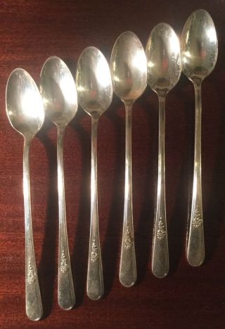 Set 6 Holmes & Edwards Youth Iced Tea Spoons Inlaid International Silver Plate