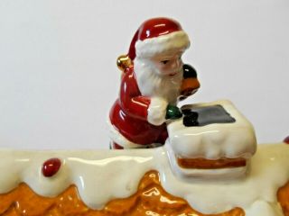 Waterford Holiday Heirloom Ceramic Santa Gingerbread Candy House/Cookie Jar GUC 5