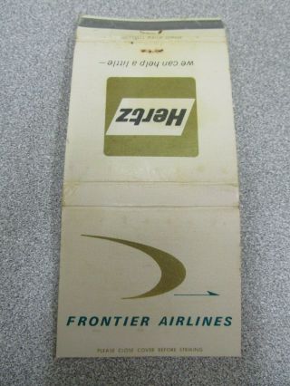 Vintage Matchbook Cover - Frontier Airlines - Hertz Rental Car