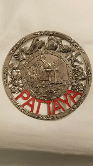 Thailand Souvenir Decorative Metal Plate,  Conditon.  Pattaya Souvenir.