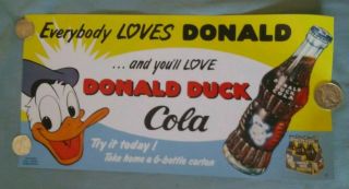 Vintage 1950s Disney Donald Duck Cola Advertising Sign
