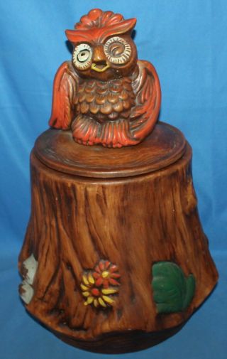 Vintage California Owl On Stump 2620 - 1 - 2 - 3 Ceramic Cookie Jar 14 1/2 "