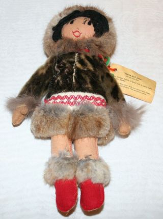 Vtg Shotk - Kee - Don Doll Inuit Juneau Alaska Folk Art Fur Handmade Native