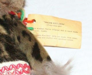 Vtg SHOTK - KEE - DON Doll INUIT Juneau ALASKA Folk Art FUR Handmade NATIVE 3