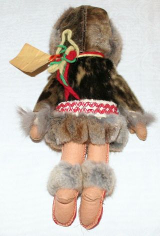 Vtg SHOTK - KEE - DON Doll INUIT Juneau ALASKA Folk Art FUR Handmade NATIVE 4