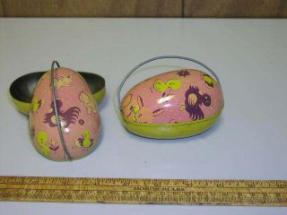 2 Tin Easter Egg Candy Containers With Handles Colmor