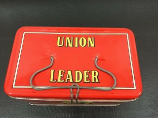 Vintage UNION LEADER Redi Cut Tobacco Tin/Lunch Box •Made In Italy 2