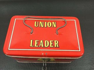 Vintage UNION LEADER Redi Cut Tobacco Tin/Lunch Box •Made In Italy 3