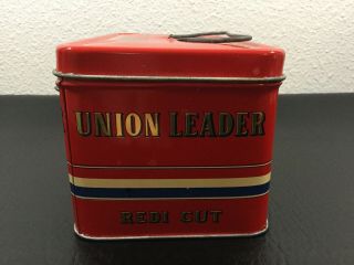 Vintage UNION LEADER Redi Cut Tobacco Tin/Lunch Box •Made In Italy 4