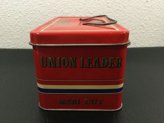 Vintage UNION LEADER Redi Cut Tobacco Tin/Lunch Box •Made In Italy 6