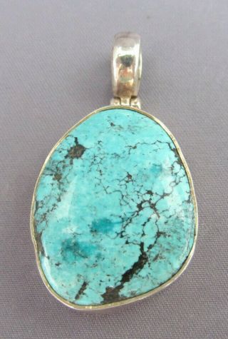 Vintage Old Pawn Sterling Number 8 Turquoise Swing Hinge Solitaire Pendant
