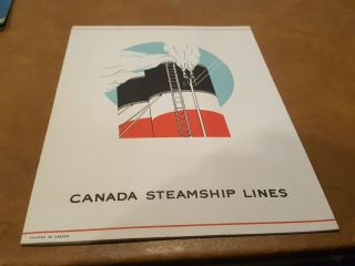 Canada Steamship Lines - S.  S.  KINGSTON Vintage Ocean Liner Dinner Menu c.  1940 ' s 6