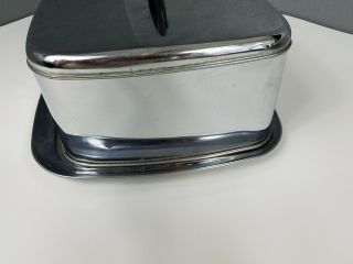 Vintage Lincoln Beautyware Square Chrome Cake Carrier Box Black Handle 7
