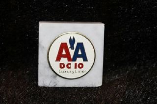 American Airlines Vintage Dc - 10 Paperweight Made From Marble With Great Aa Logo.