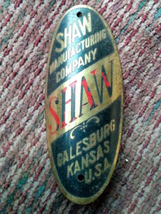Rare Vintage Shaw Motorcycle Bicycle Frame Head Badge