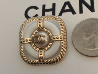 Chanel Button Large 33mm 1.  3” White Gold