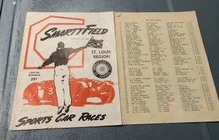 Vintage 1957 Sports Car Club Of America Program Stl Region And Drivers List