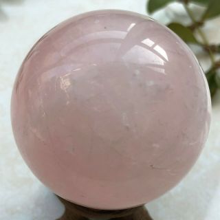 129g Natural Rose Pink Quartz Crystal Sphere Ball Healing P055