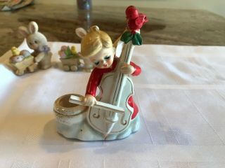 1960 Vintage Holt - Howard Angel With Cello Candle Holder Christmas Figurine 5483