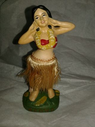 Vintage Chalkware Hawaiian Hula Girl Bobble Doll Aloha Nodder 7 "